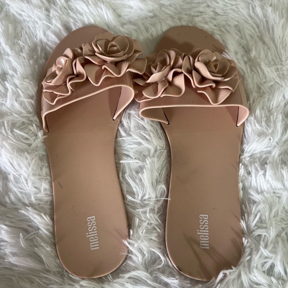 Melissa Women's Pink Floral Slide Sandals - Picture 3 of 7